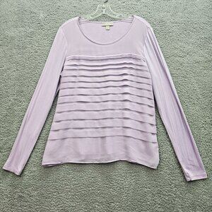 Dana Buchman womens Lavender Long Sleeve Pleated Top Size Large soft cozy casual